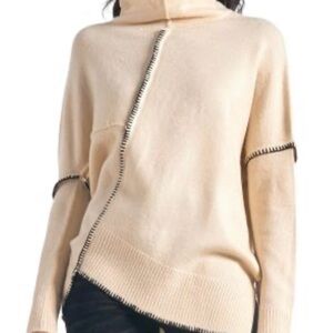 Elan Cream Asymmetrical Women's Sweater